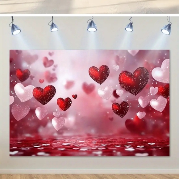New Red & Pink  Balloon Love Heart Backdrop/Tapestry V2 - Picture 2 of 4